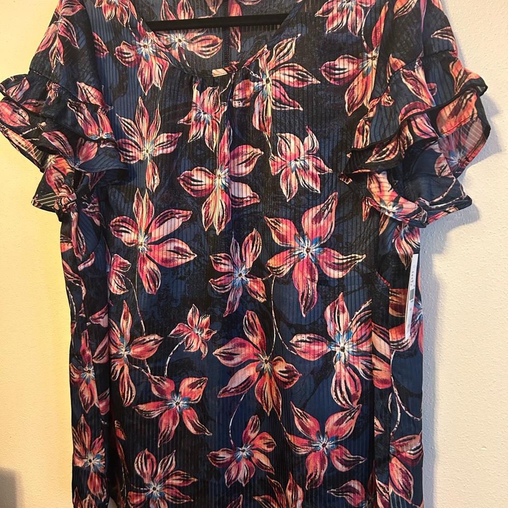 Fun Floral Ruffle Sleeve Top